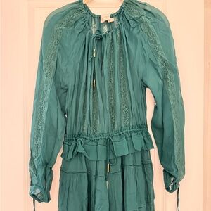 Zimmermann Teal Long Sleeve Dress